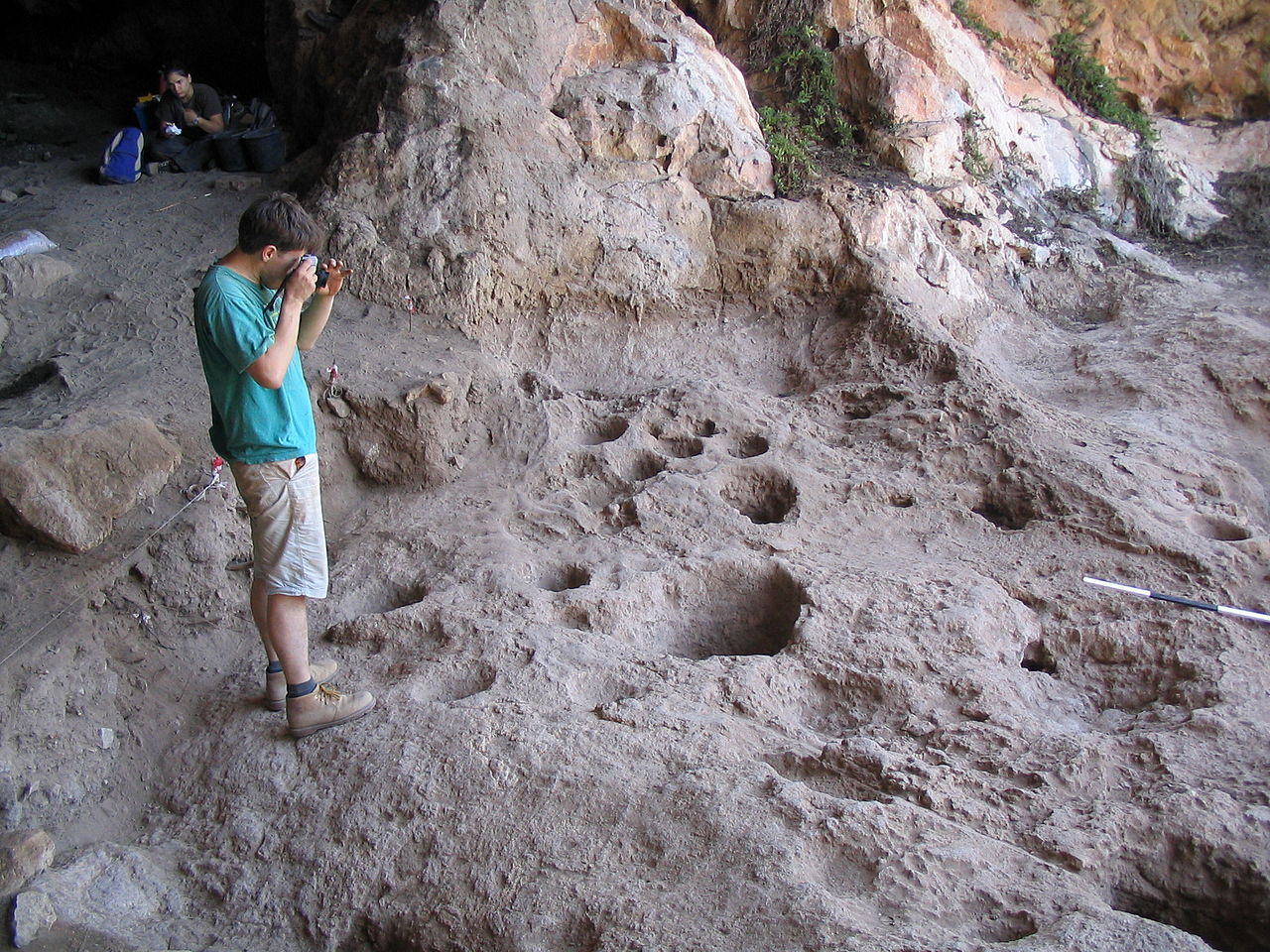 Raqefet Natufian bedrock mortars in Raqefet Cave Mount Carmel Israe