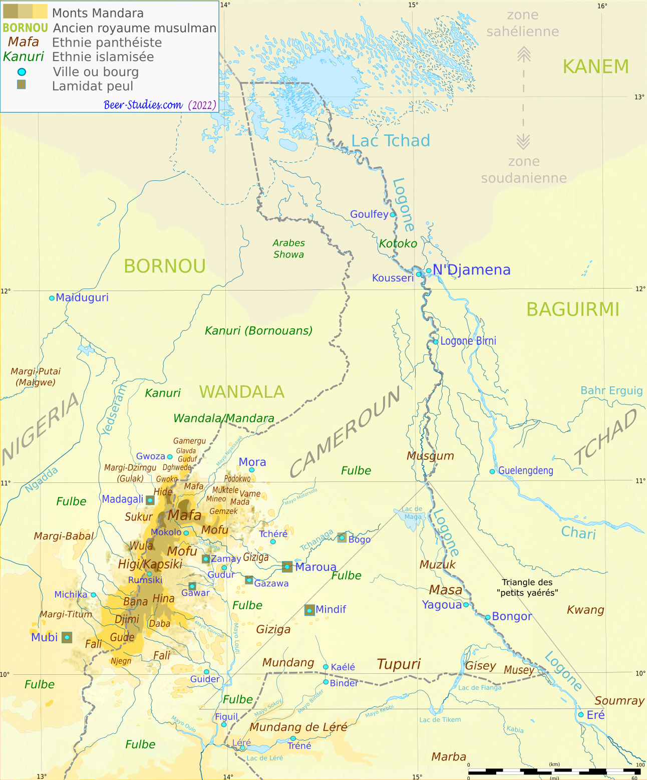 Ethnies panthéistes et islamisées (Nord-Est du Nigéria, Extrême-Nord du Cameroun, Ouest du Tchad)