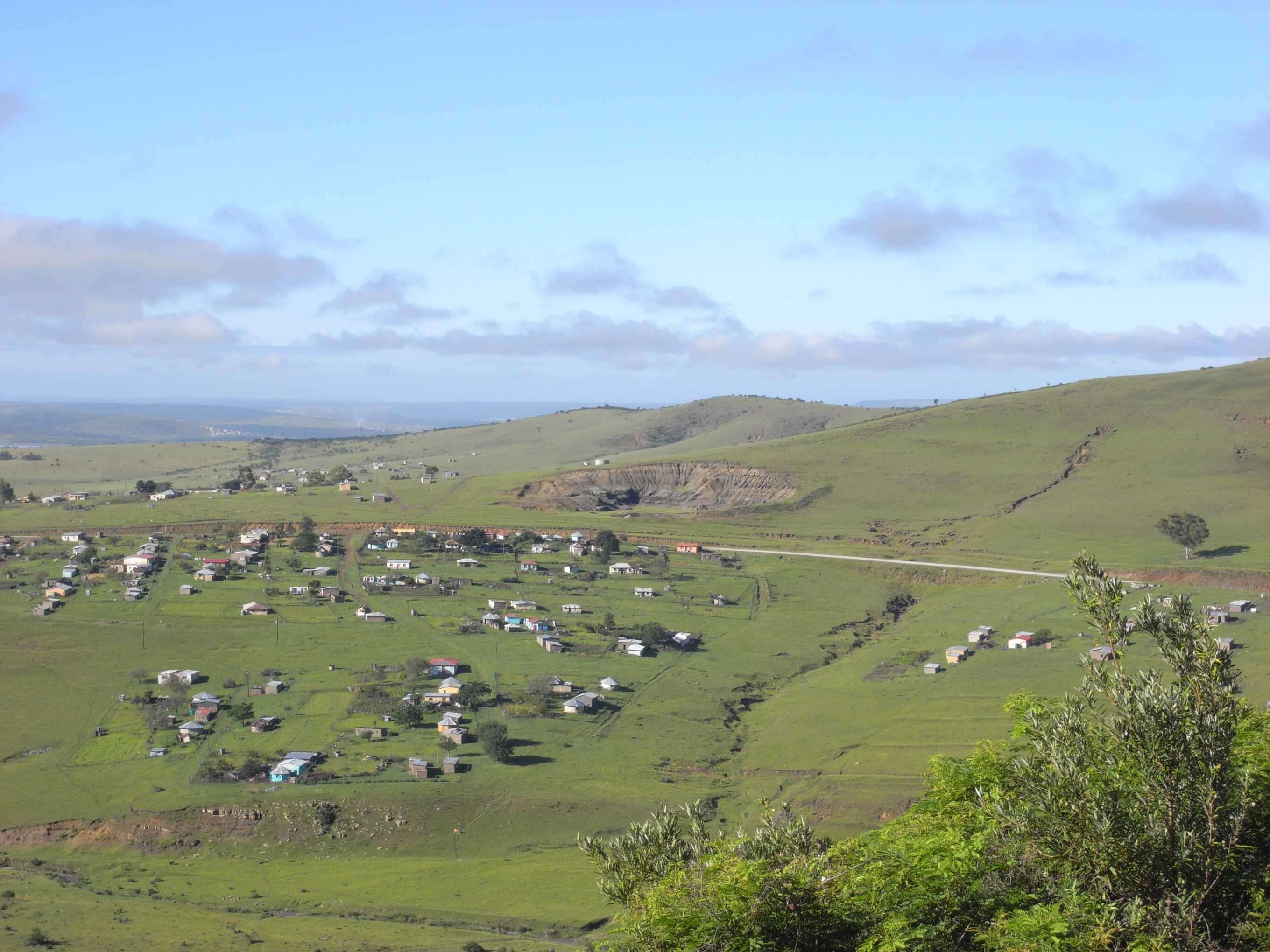 Fermes Xhosa et paysage de la province du Cap oriental