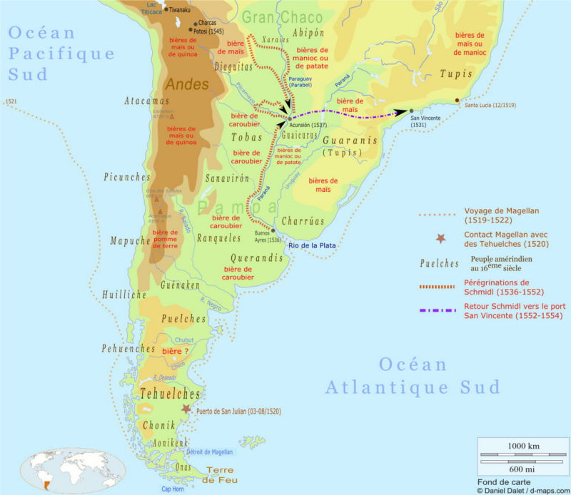 Carte de l'Amérique méridionale à l'arrivée des Espagnols