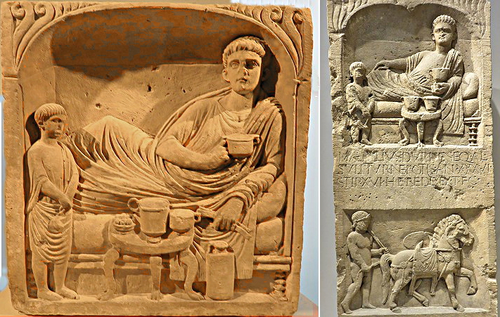Funeral stelae of legionaries discovered in Trier. Unknown (left). Marcus Aemilius Durises, horseman (right). Bonn Museum.