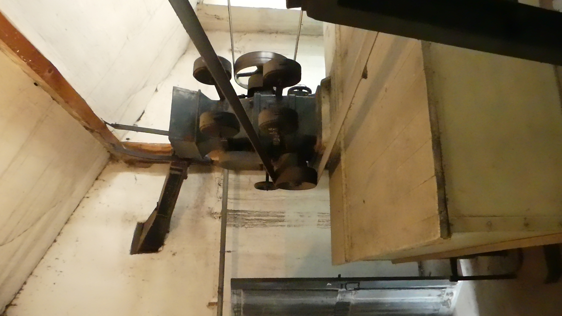 Amiel brewery. the malt crusher above a crushed malt storage
