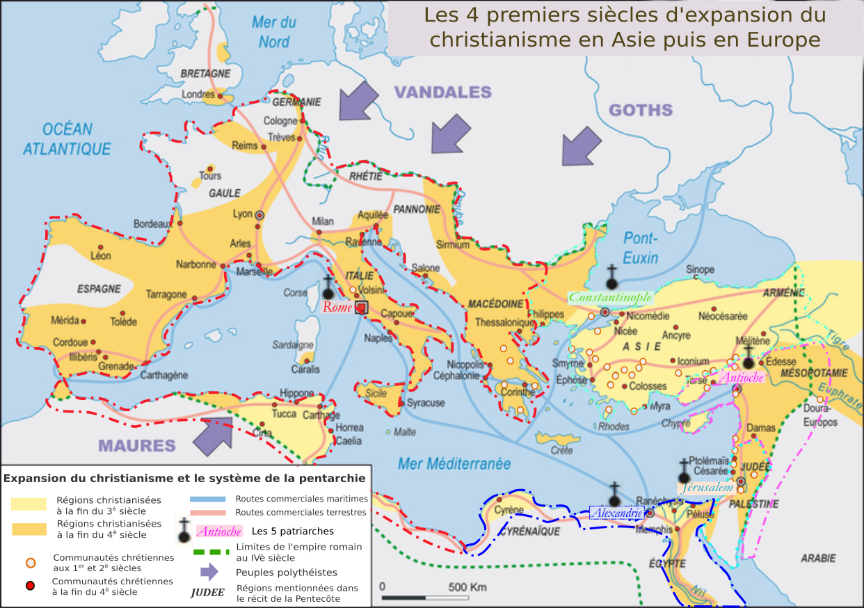 Expansion du christianisme et système de la pentarchie aux 4è - 5è siècles