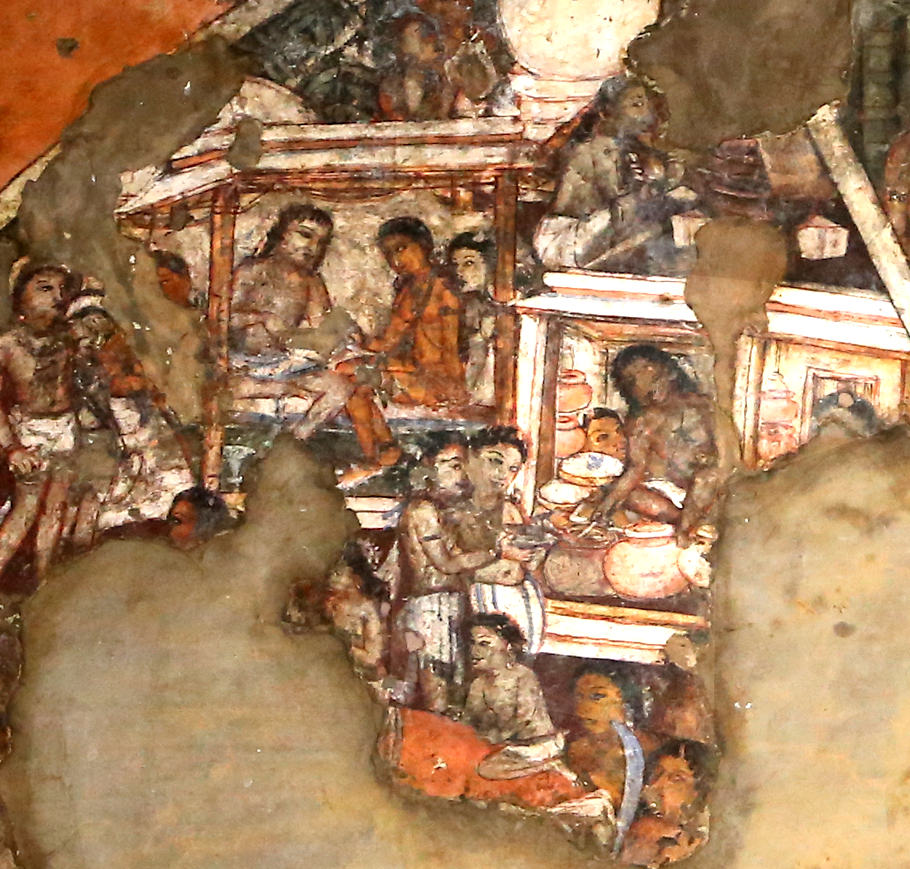 Surā-shop painted in the Cave 17 at Ajanta, 4th-6th AD